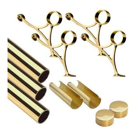 Lavi Industries , 12' Foot Rail Kit, 2" Tube, Polished Brass 00-FR1012/2